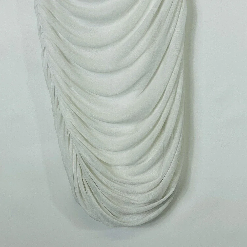 Princess Polly White One Shoulder Lined Mesh Bodycon Ruched Dress Womens Sz 8 US - Picture 3 of 6